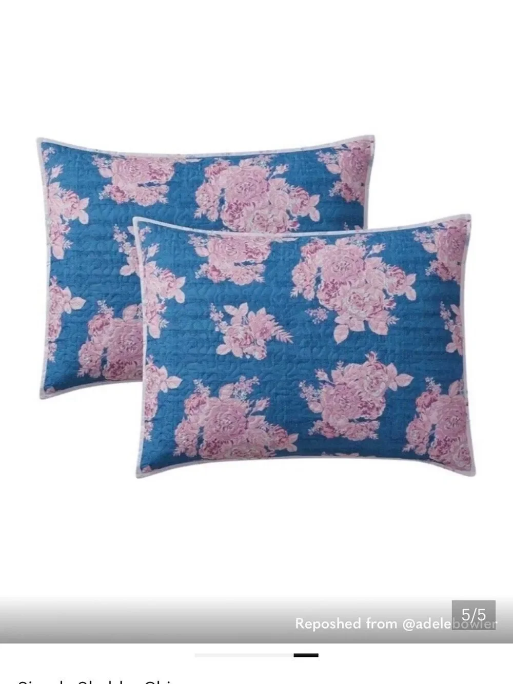 Shabby Chic Blue and Pink Floral Comforter Set